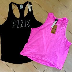 NWT PINK Active Tops  1 black size med 1 pink size small